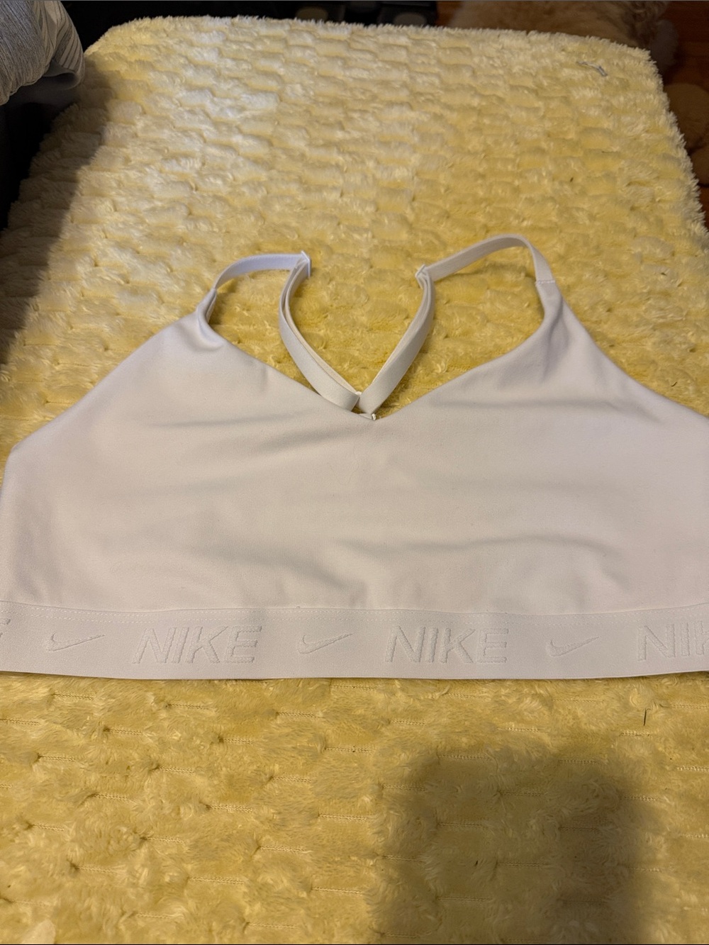 Nike White Strappy Light Support Sports Bra